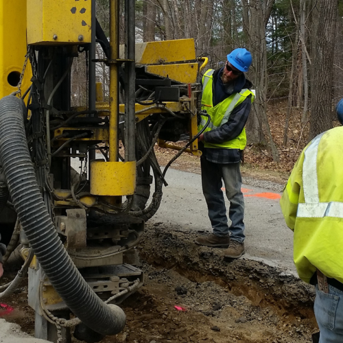 Our Crew Working On Kittery Route 236 Using Backhoe Driller