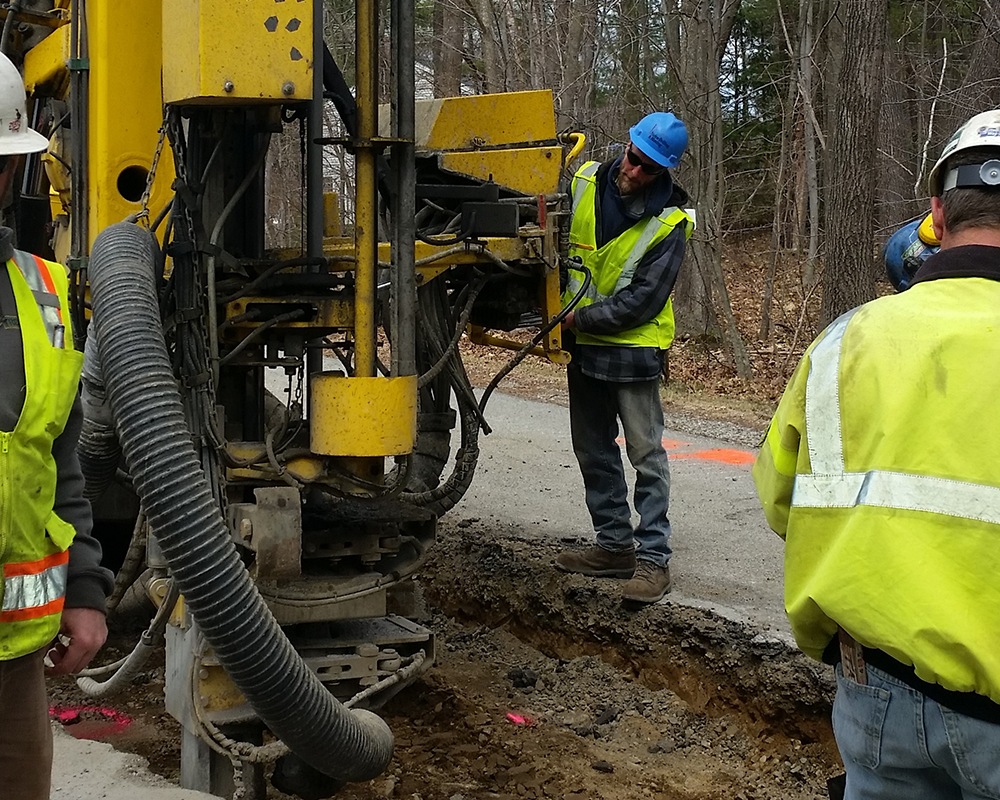 Our Crew Working On Kittery Route 236 Using Backhoe Driller