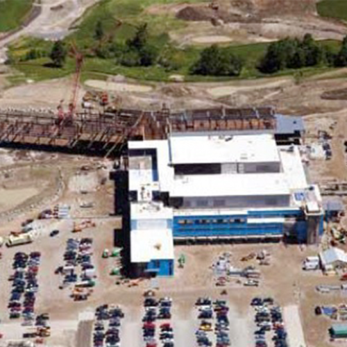 Aerial Zoom View Of Main General Medical Center Site