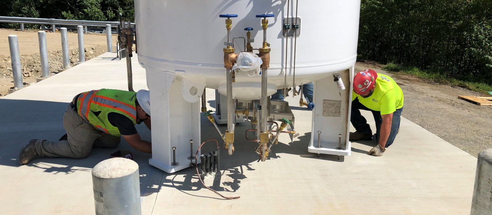 Our Crew On Securing Gallon Liquid Oxygen Storage Tank For Butler Treatment Facility Ozone