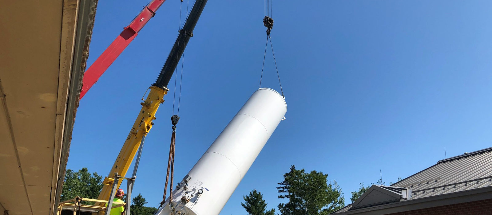 Our Crew Use Heavy Equipment Lifter For Gallon Liquid Oxygen Storage Tank