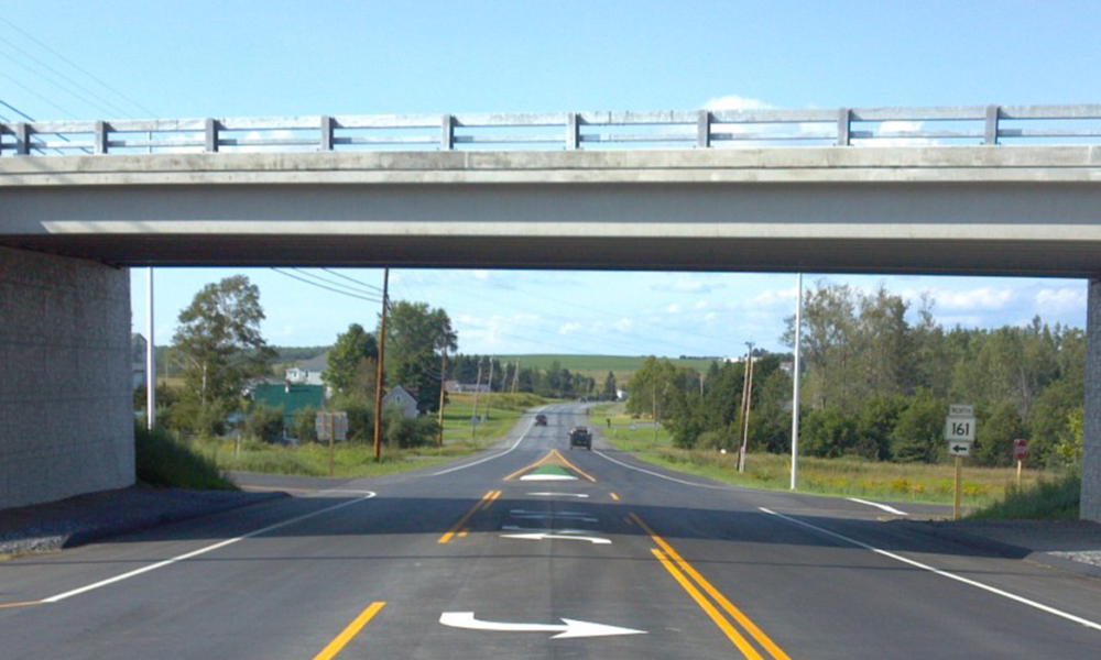 Caribou, Maine Highway With Connected Bridge