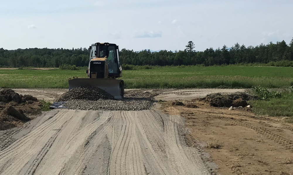 Small Bulldozer On Moving Sand And Gravels At Milo Borrego Solar Site