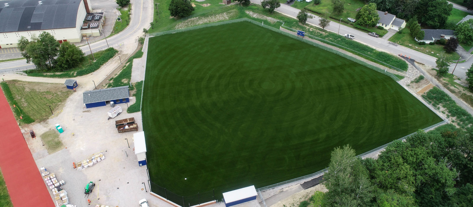 Aerial Wide View Of Lewiston Public Schools Turf Field