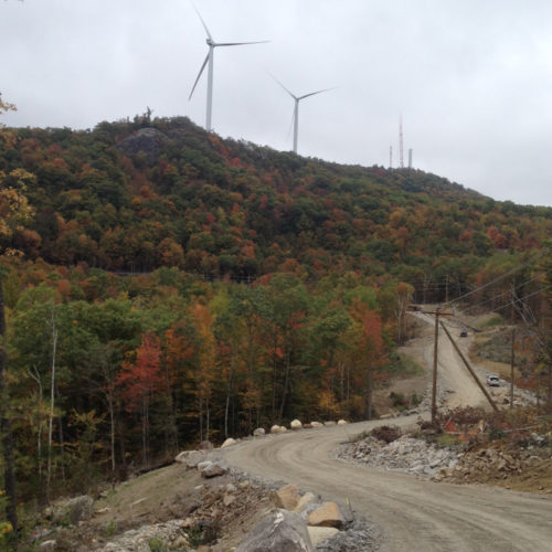 Forest View Of Saddleback Wind Farm Highlighting Windmill