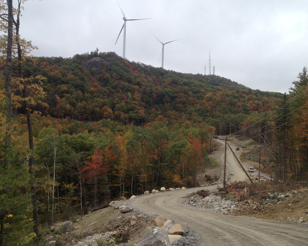 Forest View Of Saddleback Wind Farm Highlighting Windmill