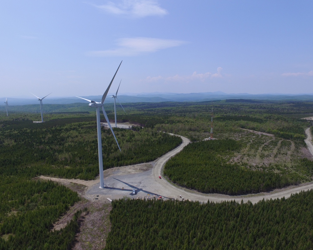 Aerial View Of Saddleback Wind Farm Site With Windmill